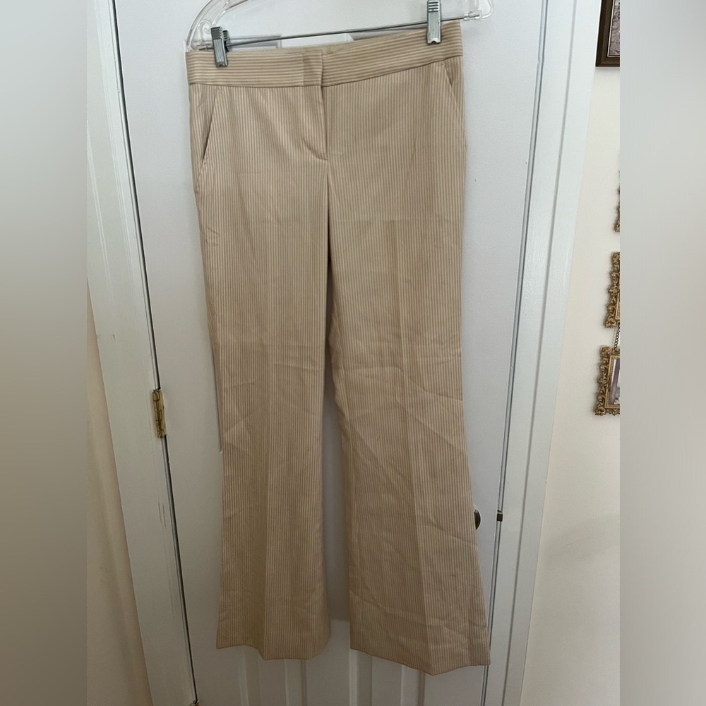 BCBGMAXAZRIA BEIGE STRIPE DRESS PANTS